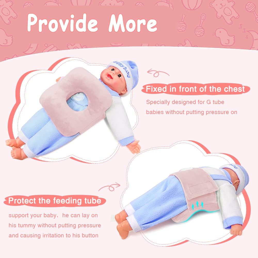 G Tube Tummy Time Pillow Feeding Tube Belt Pads Adjustable Nursing Pillow with a Hole for Supporting Babies Infant Children Kids Protecting Button - Image 4